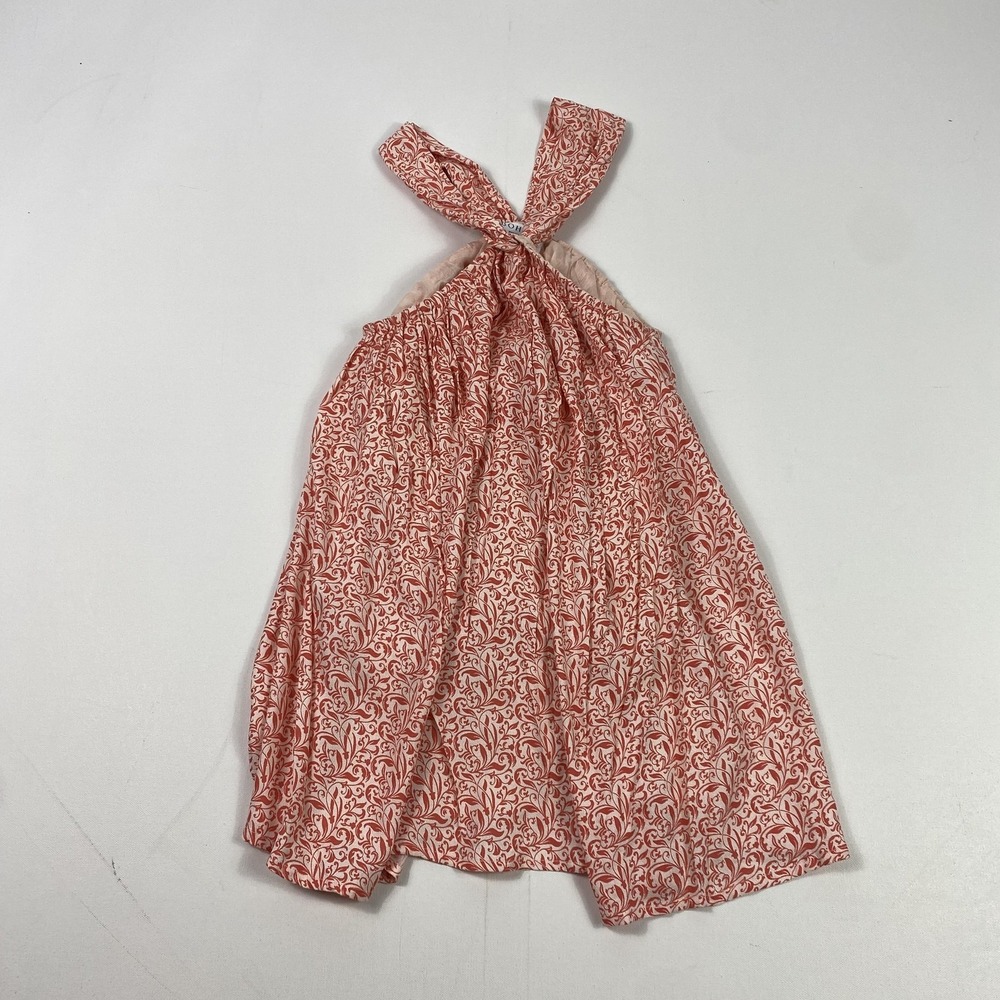 Bohera Dress Womens Medium Red White Floral Halter Maxi Lined Boho Italy India